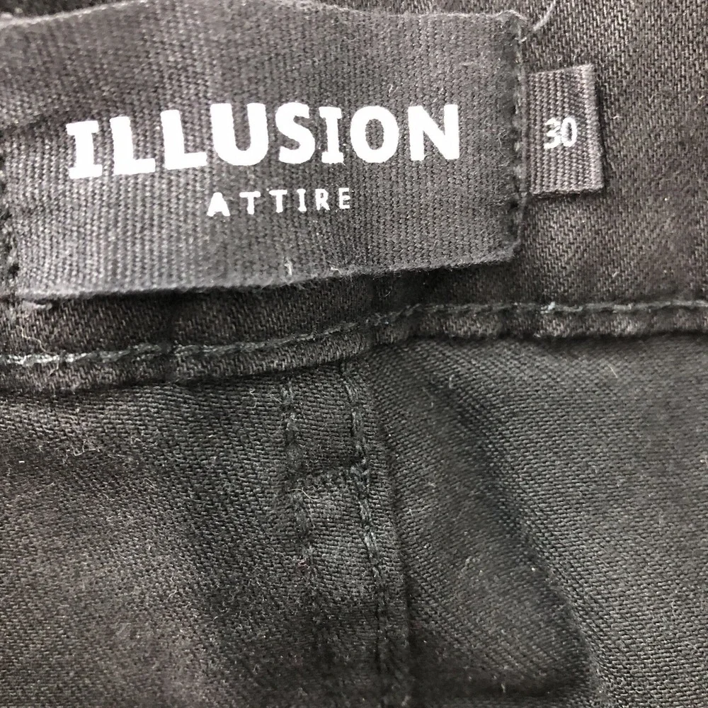 Illusion attire jeans women's 30 black patch grunge skinny lettering 30 x 29